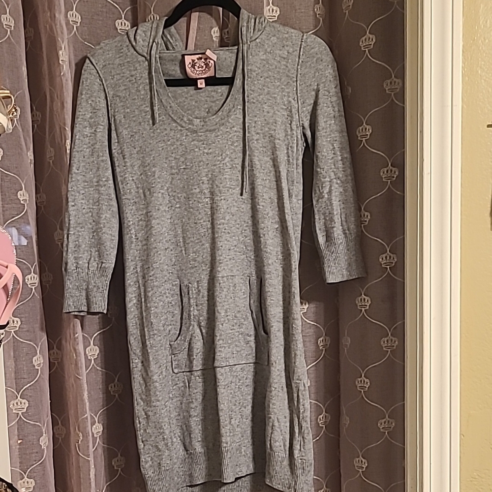 Juicy Couture Gray Hooded Sweater Dress. 2010's vintage piece. Size Medium